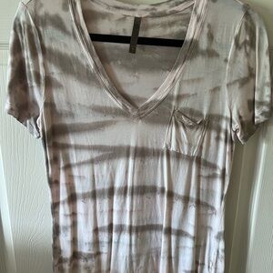 XCVI Gray and very light pink Tie-Dye V-Neck Tee